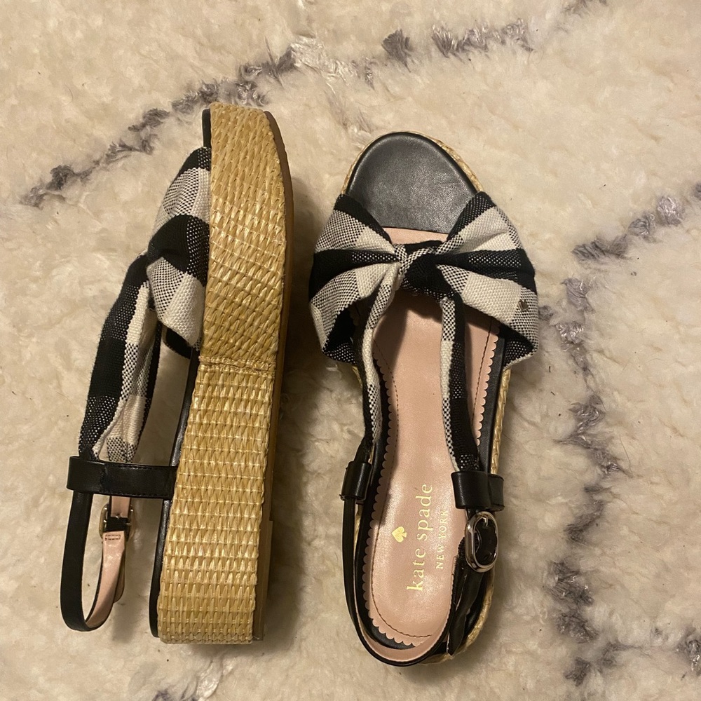 Kate Spade Betsy Wedge Gingham Sandals